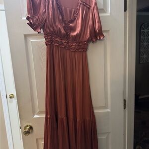 Chic Long Sleeve Rust Dress